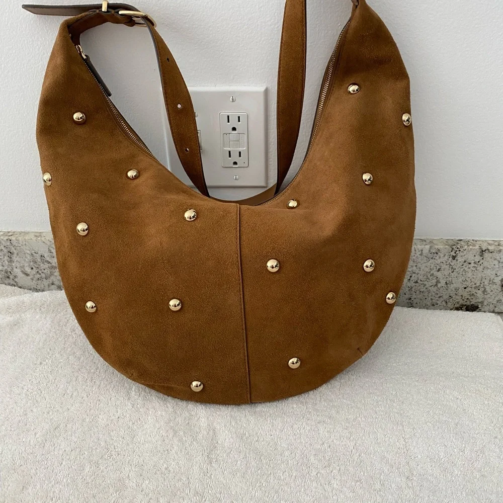 NWT MADEWELL ESSENTIAL CURVE SUEDE SHOULDER/CROSSBODY BAG. Dried acorn - Picture 3 of 9